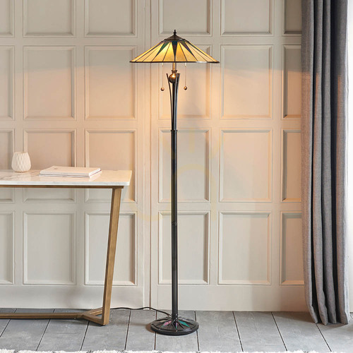 Sprawdź Lampa stojąca Tiffany wielokolorowa Interiors Dark Star 64041