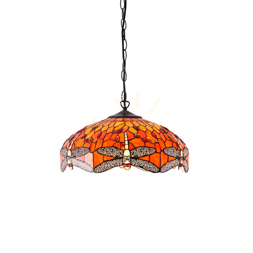 Sprawdź Lampa Wisząca Tiffany Dragonfly Wielokolorowa Interiors 64081