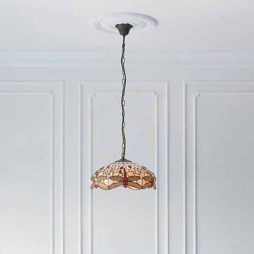 Sprawdź Lampa Wisząca Tiffany Beżowa 3xE27 Interiors 70824