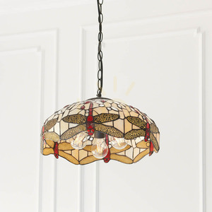 Lampa Wisząca Tiffany Beżowa 3xE27 Interiors 70824 small 4