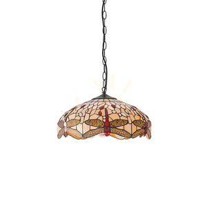 Lampa Wisząca Tiffany Beżowa 3xE27 Interiors 70824 small 0