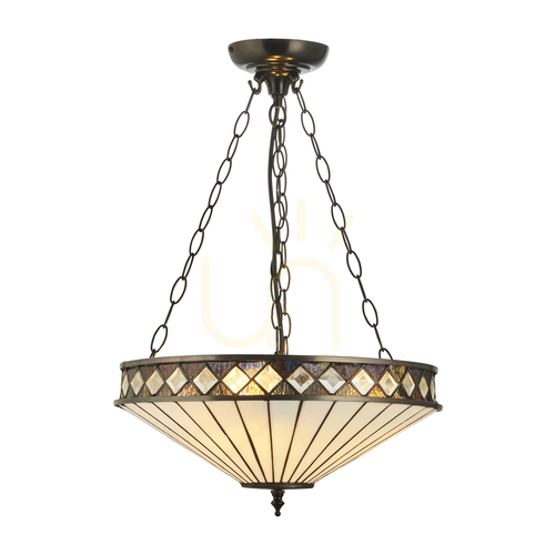 Sprawdź Lampa wisząca Tiffany Fargo 3xE27 wielokolorowa Interiors 111870
