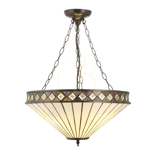 Sprawdź Lampa Wisząca Tiffany Fargo Interiors Wielokolorowa 50 cm 3xE27