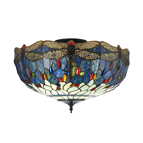 Sprawdź Lampa sufitowa Tiffany Dragonfly niebieska Interiors 111899