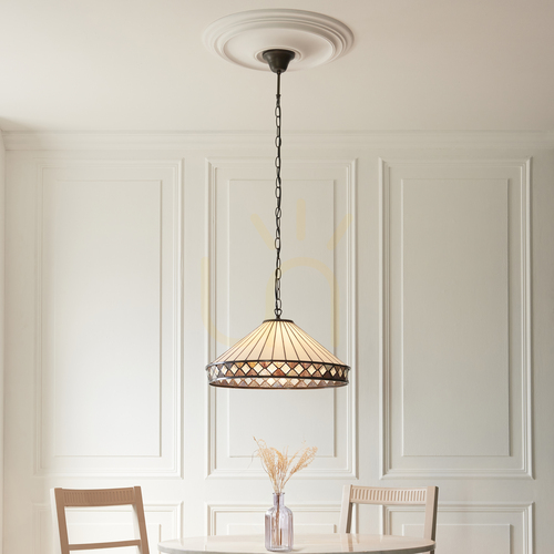 Sprawdź Lampa wisząca Interiors Fargo Tiffany wielokolorowa 3-punktowa E27 50 cm