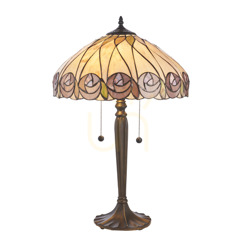 Sprawdź Lampa stołowa Tiffany wielokolorowa Interiors Hutchinson 112184