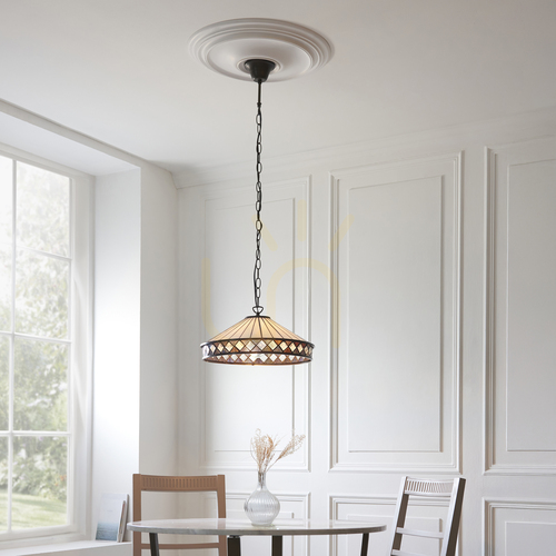 Sprawdź Lampa Wisząca Tiffany Wielokolorowa Szkło Stal Interiors 112196