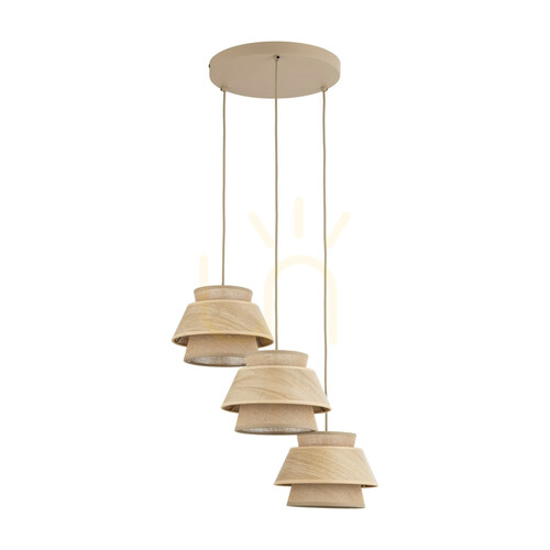 Sprawdź Kalum Wood Lampa Wisząca 3 Xe27 Koło