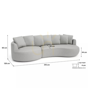 4-osobowa sofa narożna BELLEVILLE – srebrna City Sofa small 4