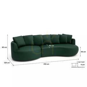 4-osobowa sofa narożna BELLEVILLE – zielona City Sofa small 4