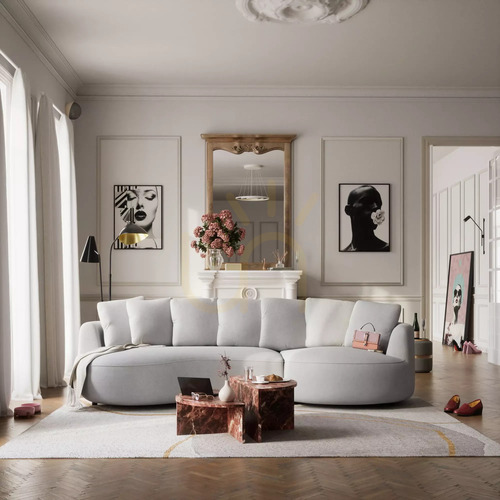 Sprawdź 4-osobowa sofa narożna BELLEVILLE – srebrna City Sofa