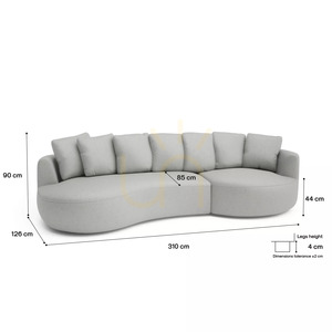 4-osobowa sofa narożna BELLEVILLE – srebrna City Sofa small 4