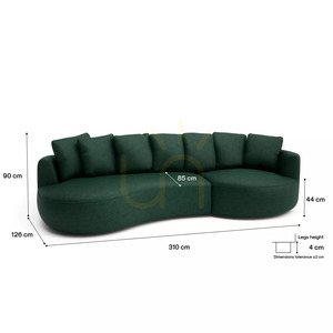 4-osobowa sofa narożna BELLEVILLE – zielona City Sofa small 4