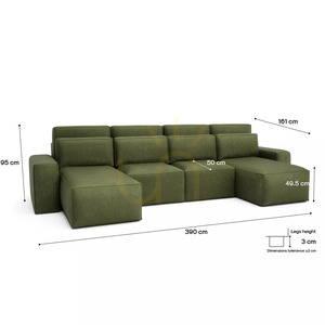 Narożna sofa rozkładana JORDAAN – w kształcie litery U – kolor khaki City Sofa small 5