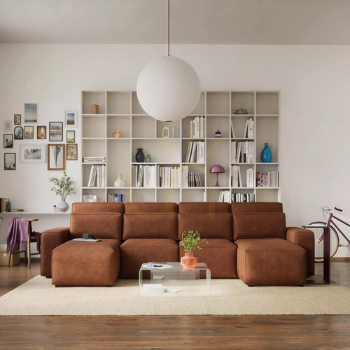 Sprawdź Narożna sofa rozkładana JORDAAN – w kształcie litery U – kolor ceglasty City Sofa