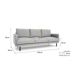 4-osobowa sofa BRERA – szara City Sofa small 4