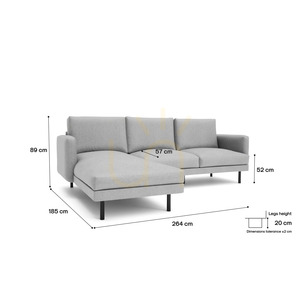 4-osobowa sofa narożna BRERA – szara City Sofa small 4