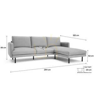 4-osobowa sofa narożna BRERA – szara City Sofa small 4