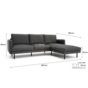 4-osobowa sofa narożna BRERA – ciemnoszara City Sofa small 4