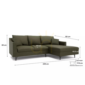 4-osobowa sofa narożna ALFAMA – zielona City Sofa small 4