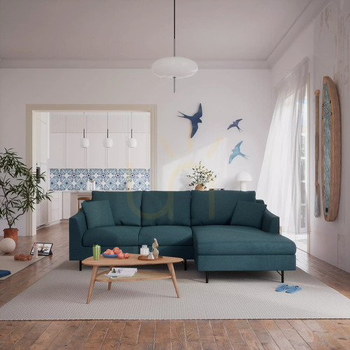 Sprawdź 4-osobowa sofa narożna ALFAMA – ciemnoniebieska City Sofa