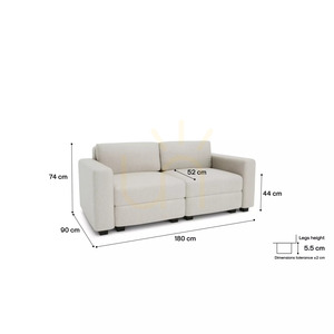 Modułowa sofa dwuosobowa GRACIA – kremowo-beżowa City Sofa small 4