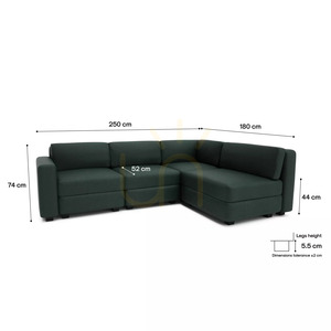 4-osobowa narożna sofa modułowa GRACIA – zielona City Sofa small 4