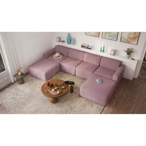 Sofa modułowa GRACIA – w kształcie litery U, 180 x 320 x 180 cm – kolor zgaszonego różu City Sofa small 5