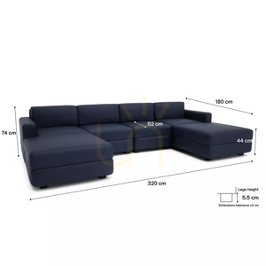 Sofa modułowa GRACIA – w kształcie litery U, 180 x 320 x 180 cm – ciemnoniebieska City Sofa small 4