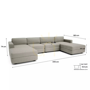 Sofa modułowa GRACIA – w kształcie litery U, 180 x 340 x 180 cm – beżowo-szara City Sofa small 4