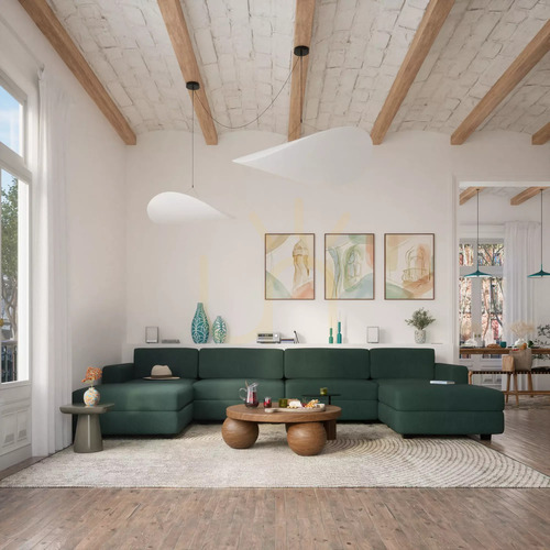 Sprawdź Sofa modułowa GRACIA – w kształcie litery U, 180 x 360 x 180 cm – zielona City Sofa