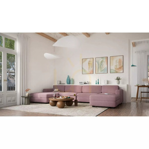 Sofa modułowa GRACIA – w kształcie litery U, 180 x 360 x 180 cm – kolor zgaszonego różu City Sofa small 6