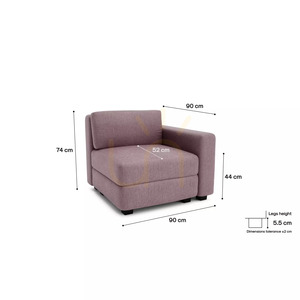 Sofa modułowa GRACIA – moduł końcowy – kolor zgaszonego różu City Sofa small 4