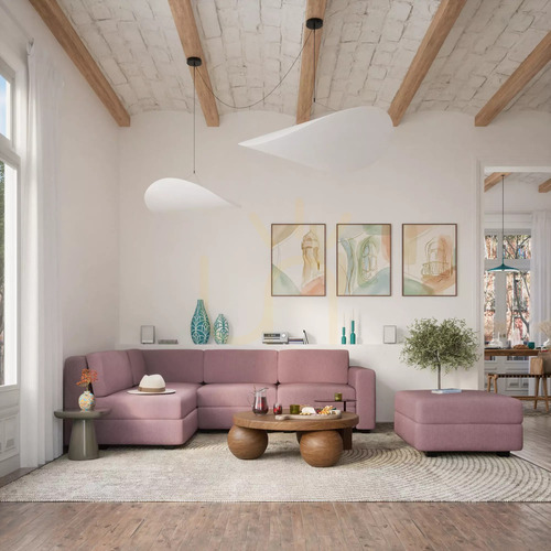 Sprawdź Sofa modułowa GRACIA – moduł pufowy – kolor zgaszonego różu City Sofa