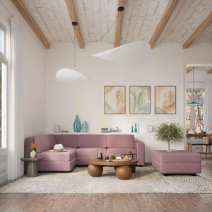 Sofa modułowa GRACIA – moduł pufowy – kolor zgaszonego różu City Sofa small 1