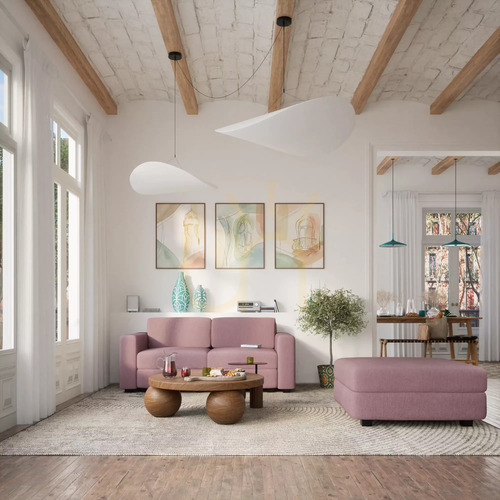 Sprawdź Sofa modułowa GRACIA – duży moduł pufowy – kolor zgaszonego różu City Sofa