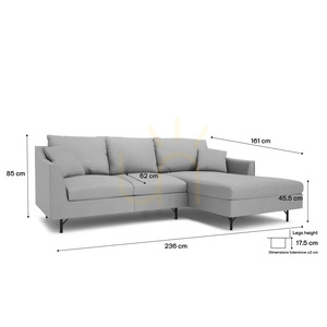 4-osobowa sofa narożna ALFAMA – szara City Sofa small 4