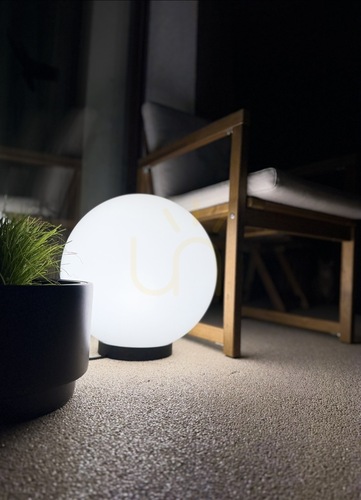 Sprawdź Kula ogrodowa 30 cm stojąca – lampa zewnętrzna na taras z pierścieniem i przewodem 3 m