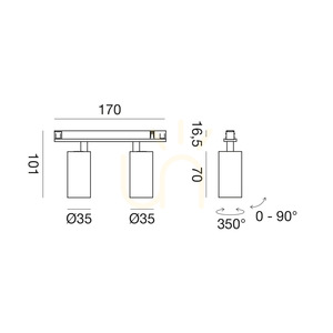 Reflektor na szynoprzewód 48V GFA1824 Gea Luce LED 2x6W 3000K small 1