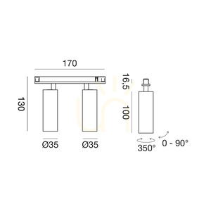 Reflektor na szynoprzewód magnetyczny 48V GFA1831 2x8W 3000K czarny Gea Luce small 1