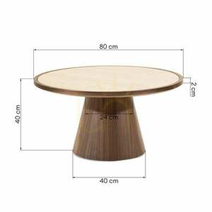 Stolik kawowy WASABI 80 cm, okrągły, trawertyn/orzech Nova Nook small 7