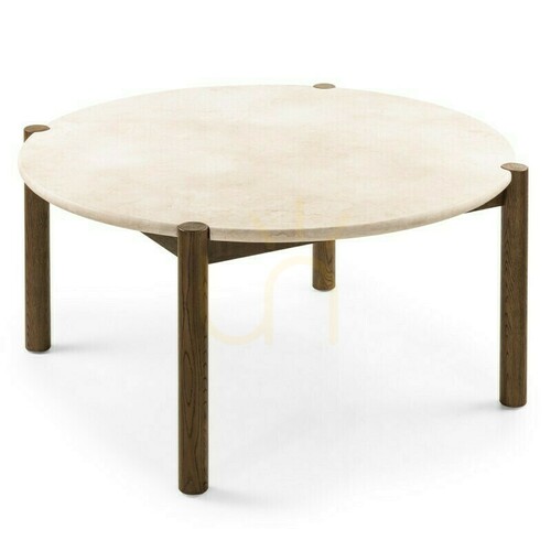 Sprawdź Stół jadalny MOCHA, 150 cm, okrągły, dąb w kolorze mokka/marmur w kolorze kremowym Nova Nook