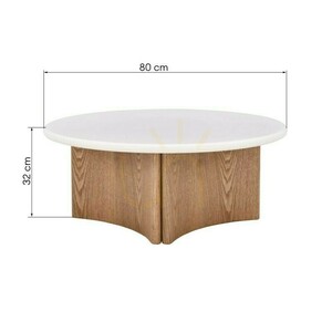 Stolik kawowy ARLOM 80 cm, kremowo-biały/dębowy, mikrocement Nova Nook small 3