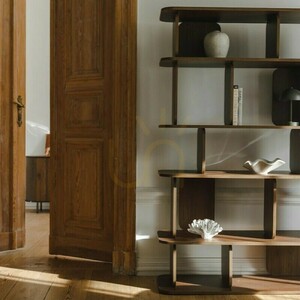 SALA II – wysoki regał o zaokrąglonych kształtach, kolor Villa Walnut Nova Nook small 5