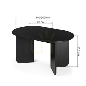 Stół rozkładany MAUT 140–200 cm, owalny blat czarny o strukturze drewna, metalowe nogi, Nova Nook NN-MAU-FUR-DINTAB-BLA-575 small 2