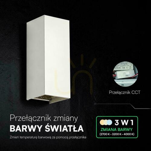 Sprawdź Oprawa ścienna V-TAC 10W LED COB biała IP65 CCT zmiana barwy VT-120112-W 2700K-3200K-4000K 1250lm