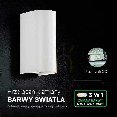 Sprawdź Oprawa ścienna V-TAC 10W LED COB biała IP65 CCT zmiana barwy VT-120113 2700K-3200K-4000K 1250lm