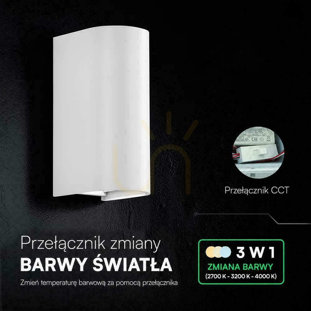 Zobacz Oprawa ścienna V-TAC 10W LED COB biała IP65 CCT zmiana barwy VT-120113 2700K-3200K-4000K 1250lm Oprawa ścienna V-TAC 10W LED COB biała IP65 CCT zmiana barwy VT-120113 2700K-3200K-4000K 1250lm