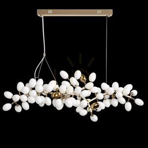 Lampa wisząca CHIC biało złota 105 cm - nowoczesna lampa do salonu small 8