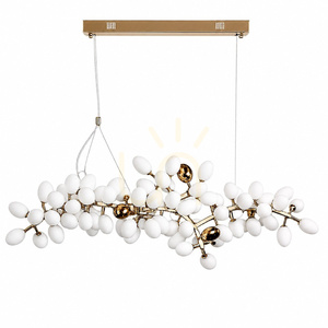 Lampa wisząca CHIC biało złota 105 cm - nowoczesna lampa do salonu small 0